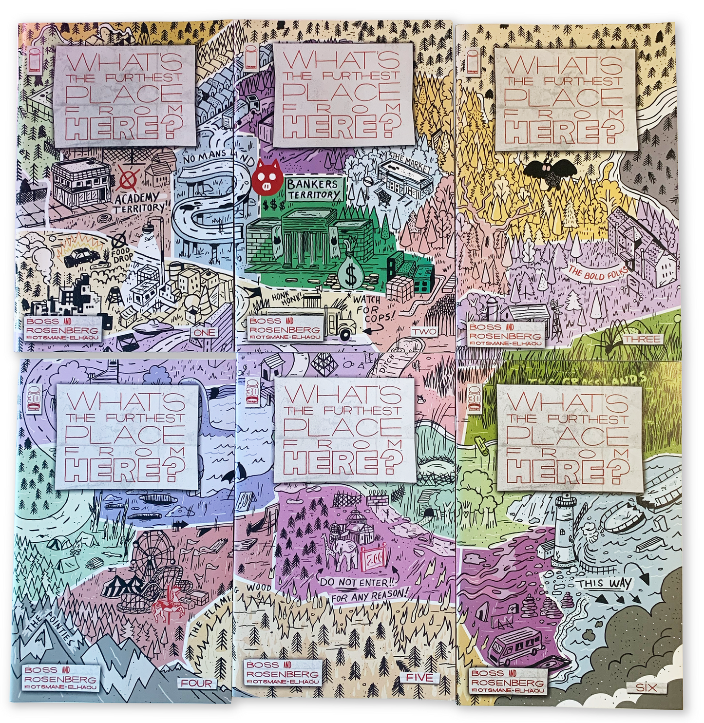 WHAT'S THE FURTHEST PLACE FROM HERE? #1-6 Connecting Map Variants by Courtney Menard